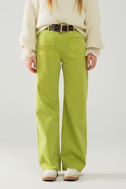 Lime green straight leg jeans with front pockets | Just Cool Beans — jeans | the denim shop