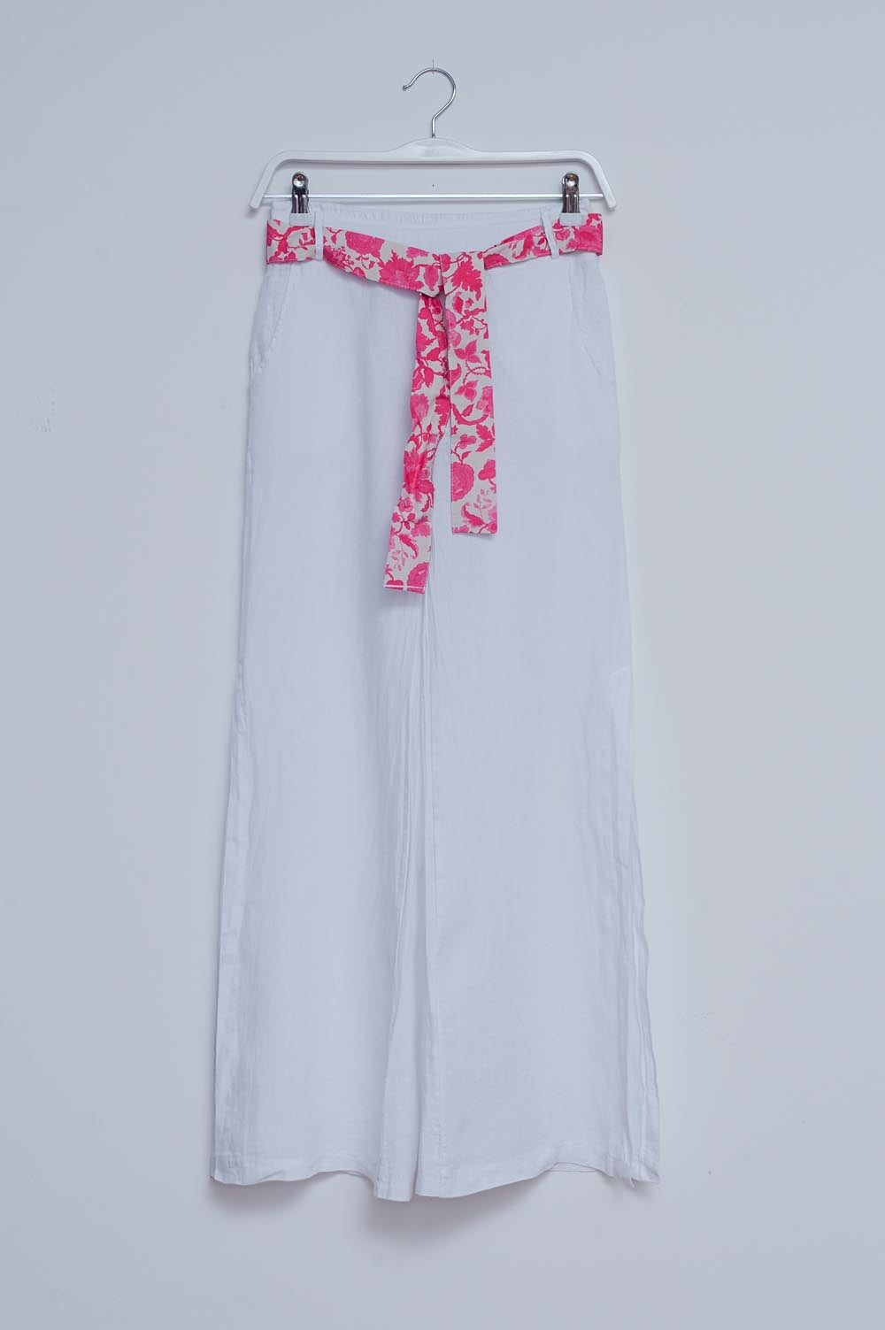 Linen wide leg pants with side splits in white | Just Cool Beans — pants | bottoms