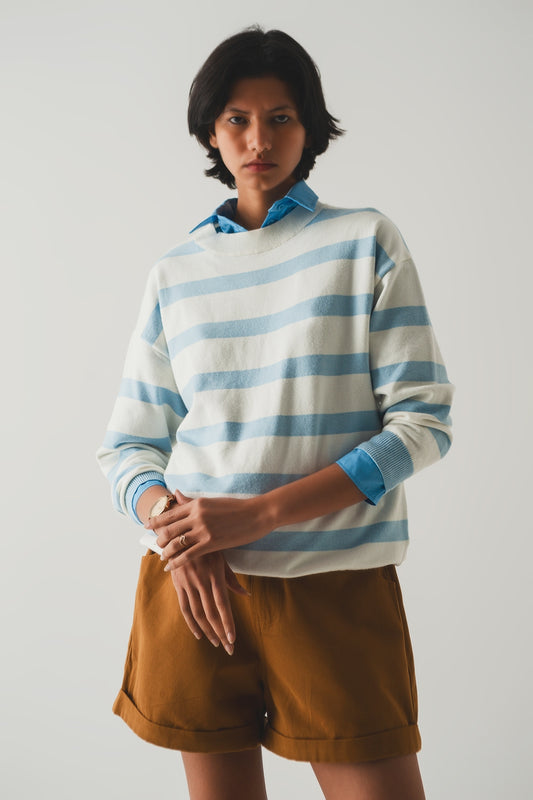 Long blue striped sweater | Just Cool Beans — sweaters | tops