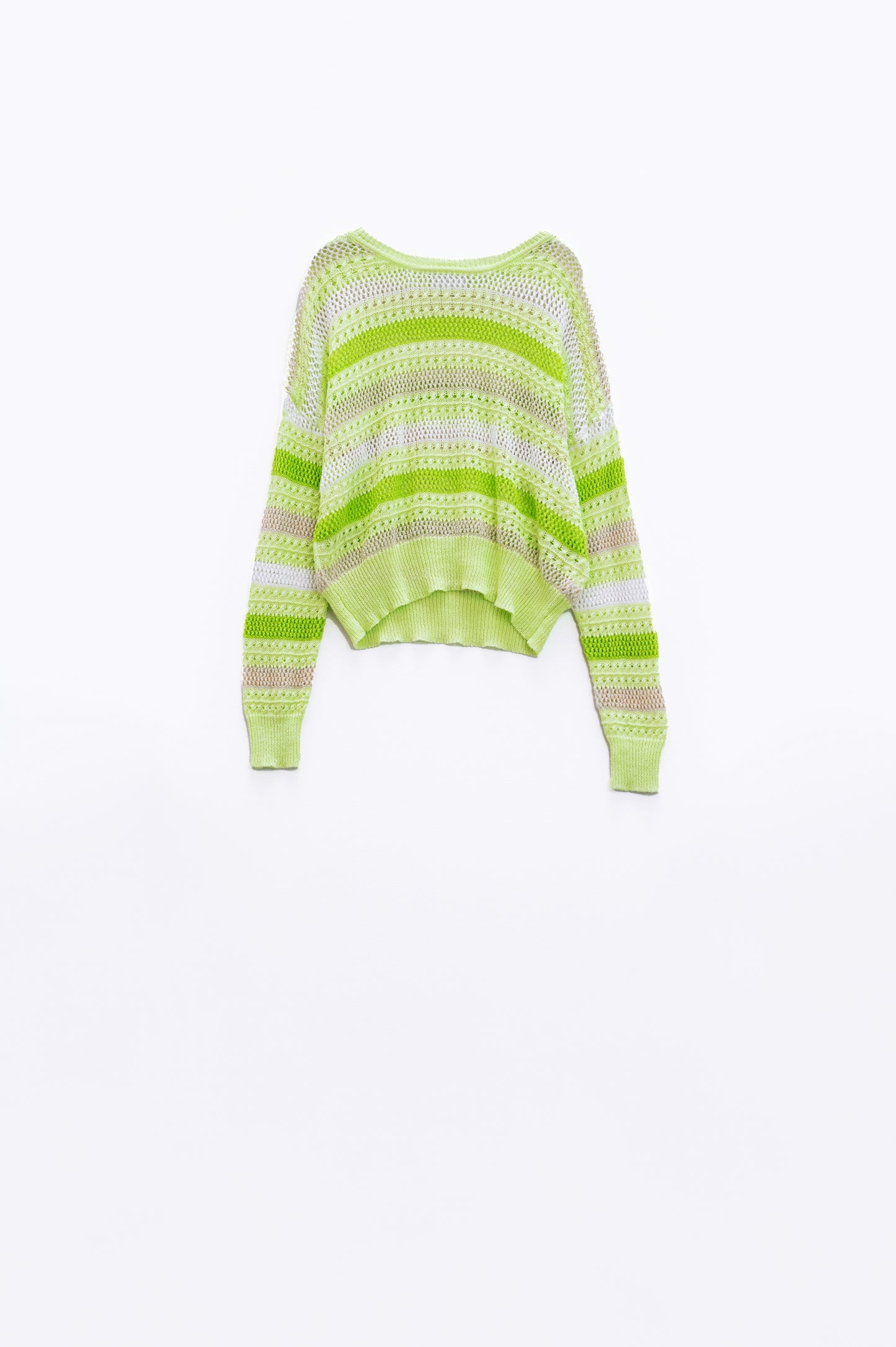 Long sleeve light multicolored sweater with boat neck | Just Cool Beans — sweaters | tops