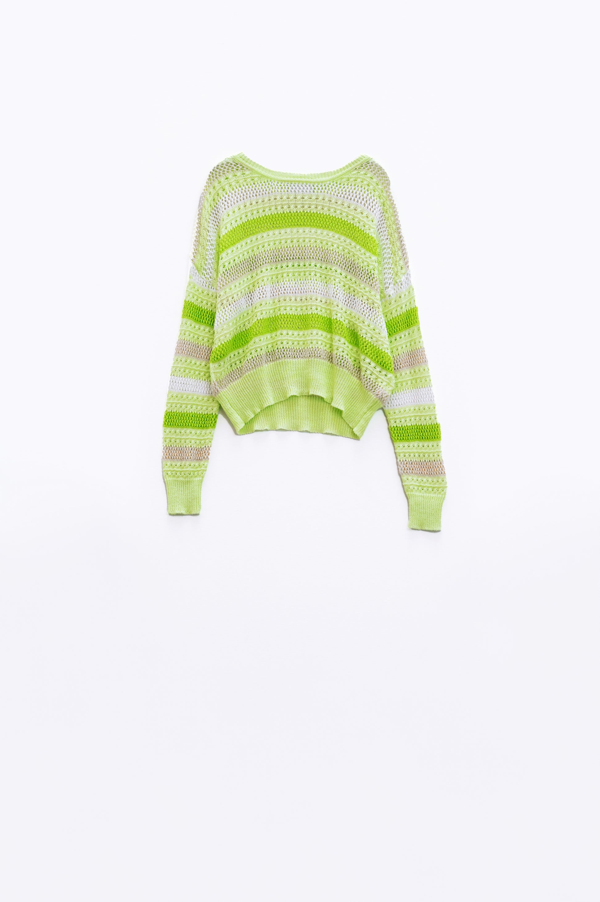 Long sleeve light multicolored sweater with boat neck | Just Cool Beans — sweaters | tops