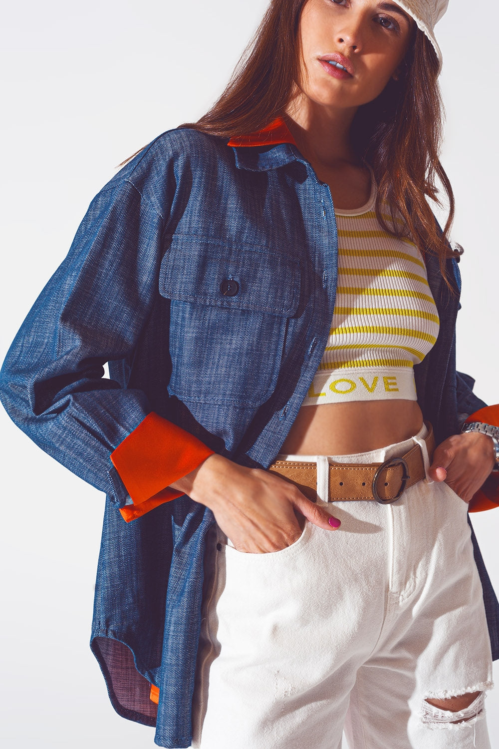 Long sleeve shacket in navy | Just Cool Beans — coats and jackets | jackets