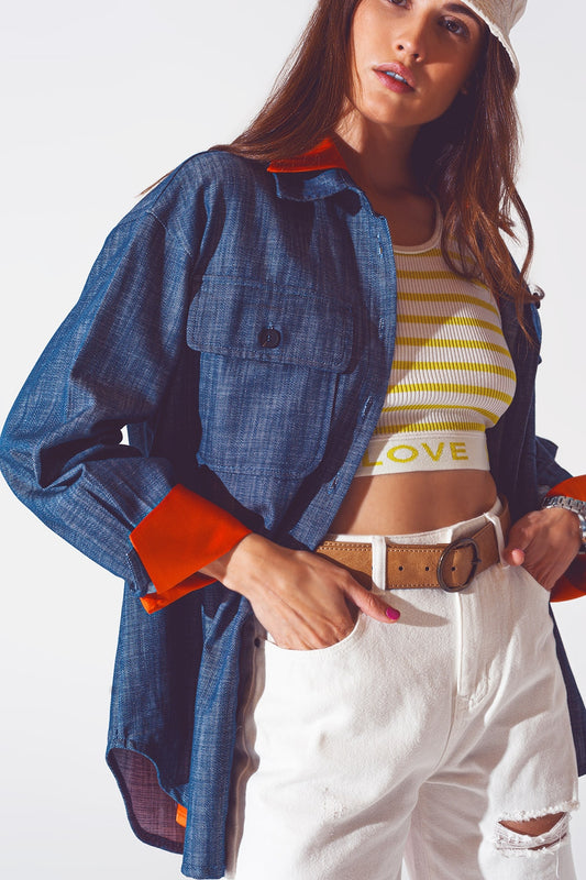 Long sleeve shacket in navy | Just Cool Beans — coats and jackets | jackets