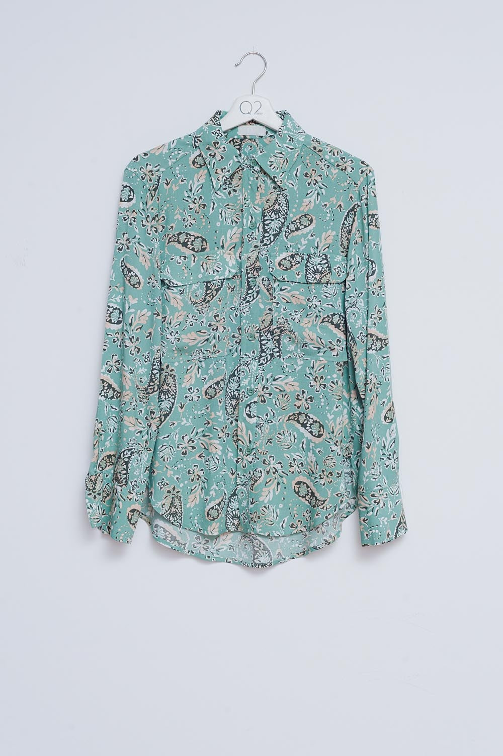 Long sleeve shirt in green mixed paisley floral print | Just Cool Beans — shirts | nan