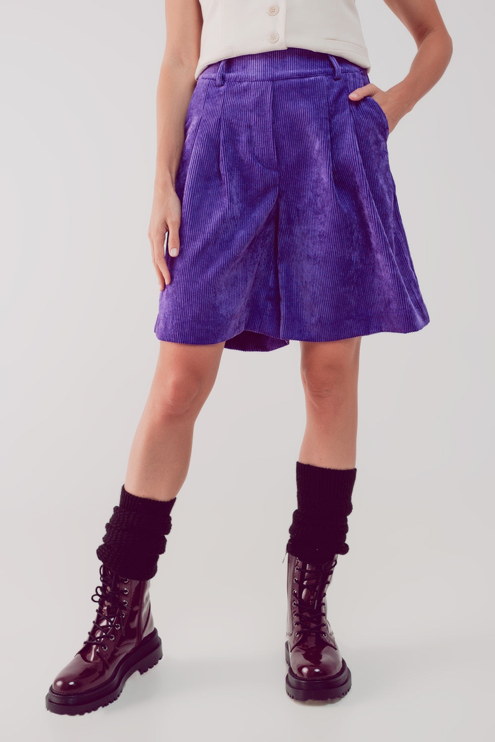 Longline short in purple cord | Just Cool Beans — pants | bottoms