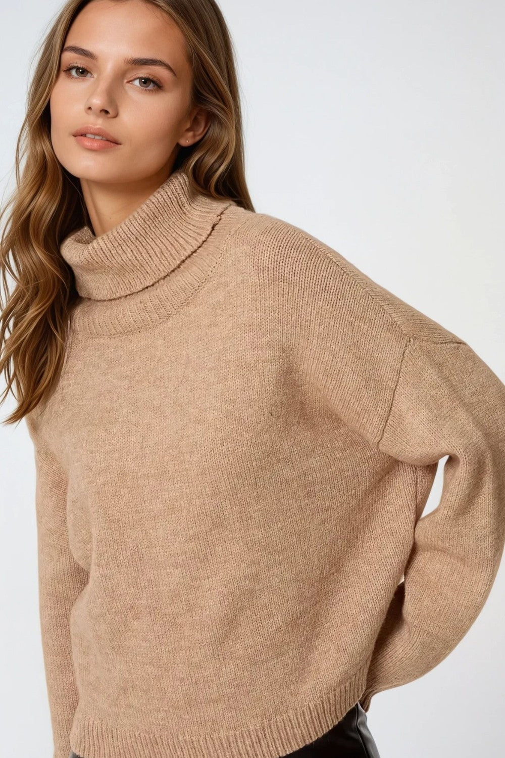 Loose beige sweater with dropped sleeves | Just Cool Beans — sweaters | tops