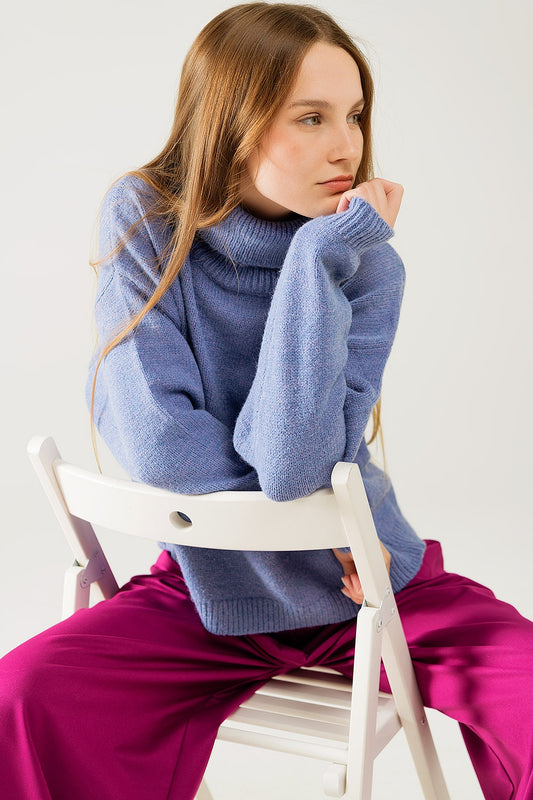 Loose blue sweater with dropped sleeves | Just Cool Beans — sweaters | tops