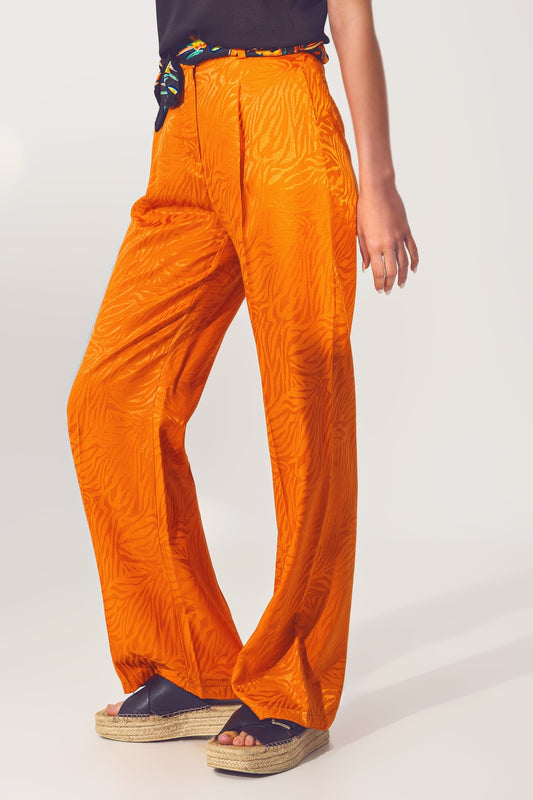 Loose fit zebra print pants in orange | Just Cool Beans — pants | bottoms