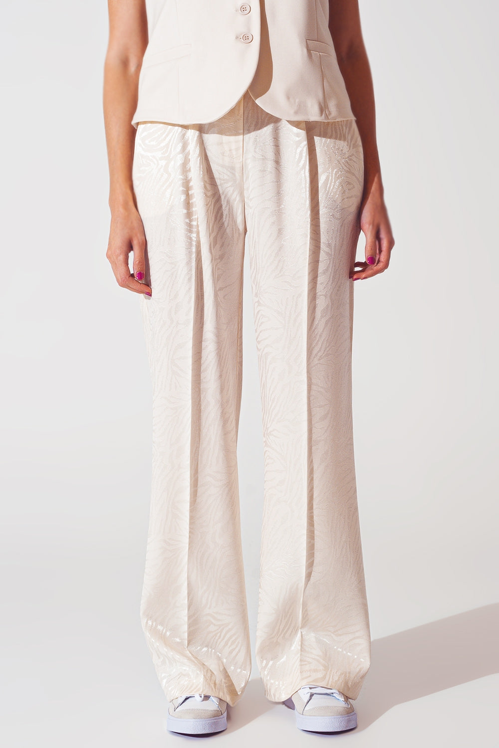 Loose fit zebra print pants in white | Just Cool Beans — pants | bottoms