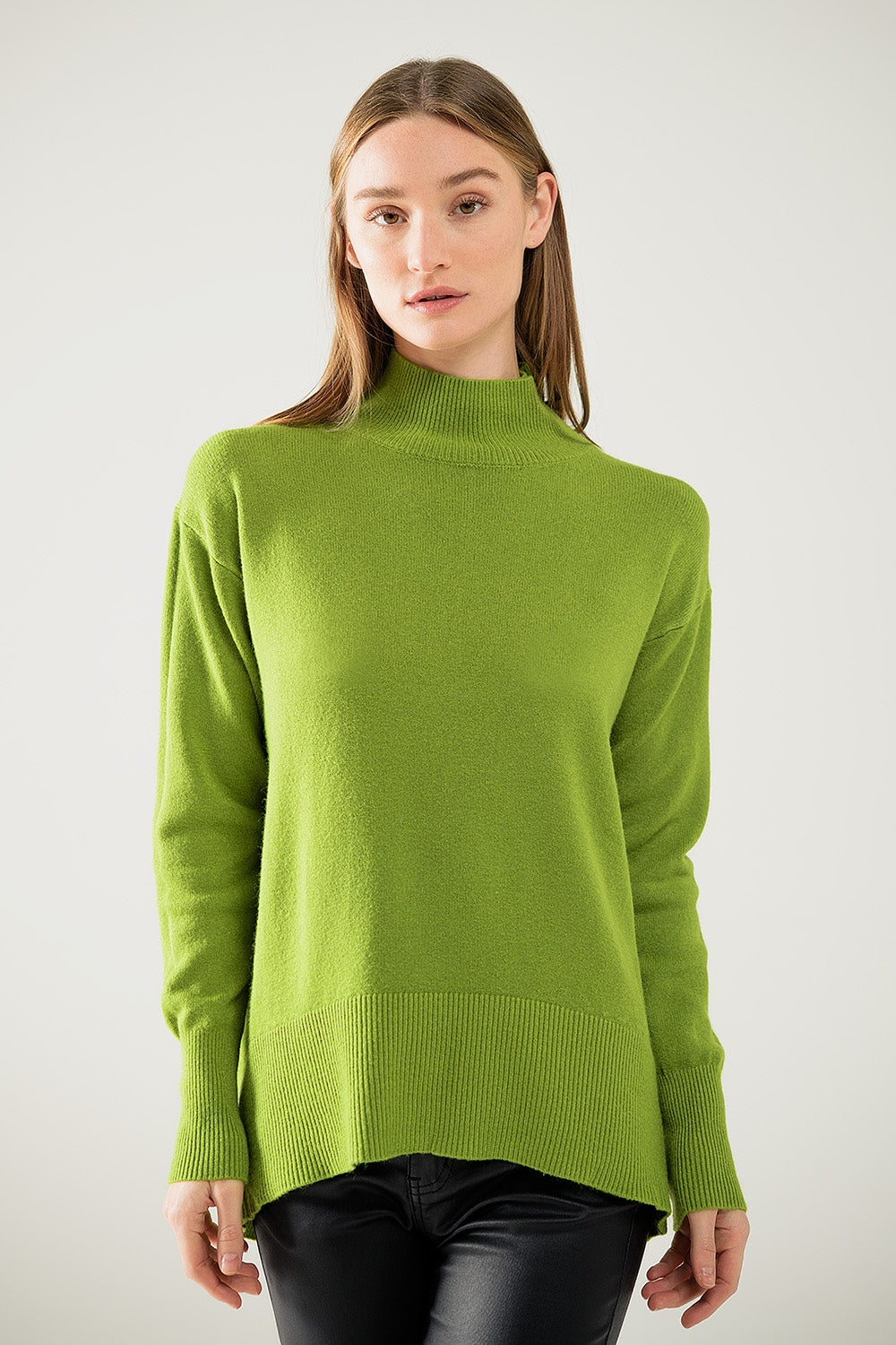 Loose green sweater with opening in the back | Just Cool Beans — sweaters | tops