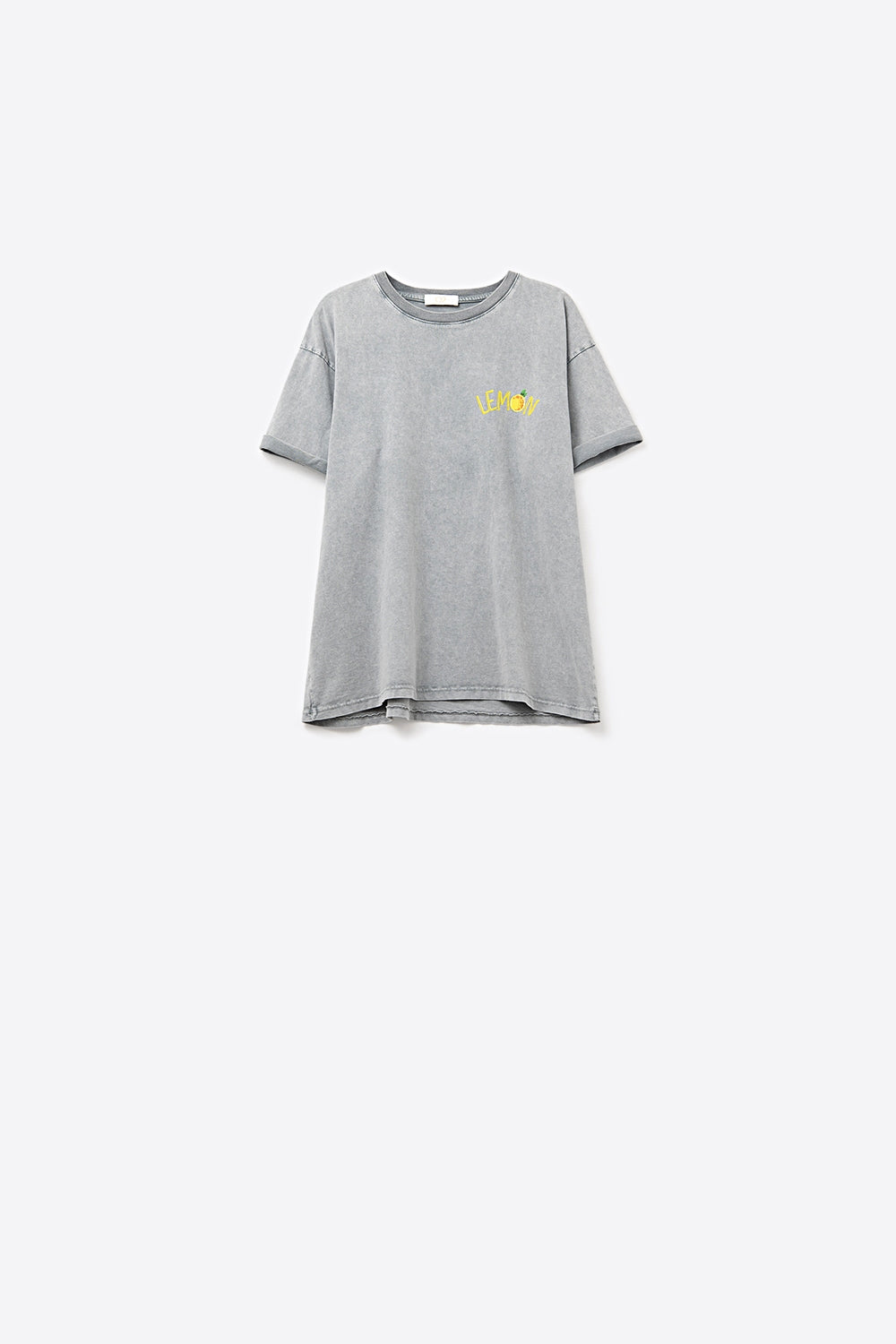 Made in italy wash grey t-shirt with lemon graphic | Just Cool Beans — tops