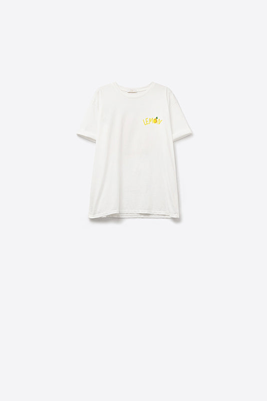 Made in italy white t-shirt with lemon graphic | Just Cool Beans — tops