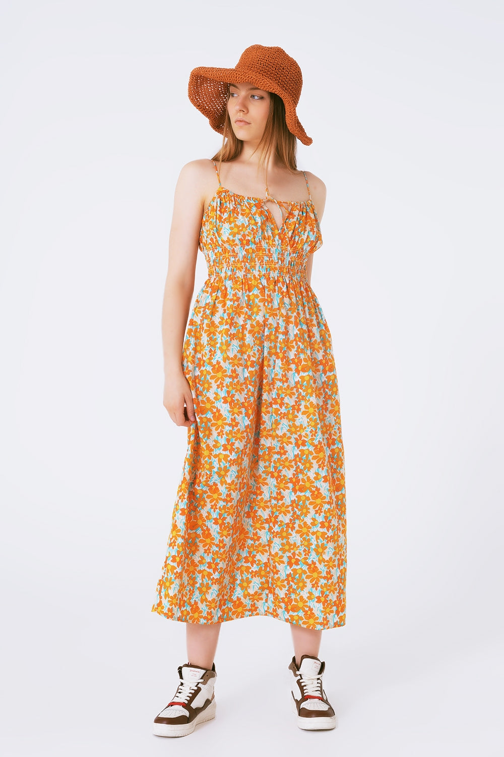 Maxi beach dress in orange flower print | Just Cool Beans — dresses
