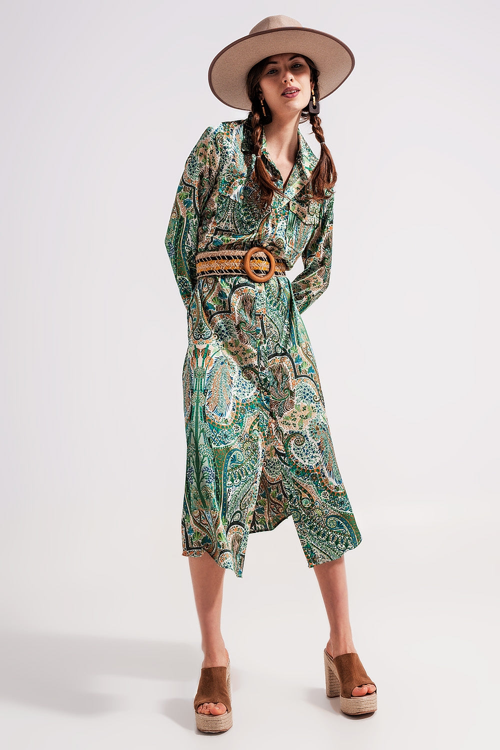 Maxi dress in paisley print in green | Just Cool Beans — dresses