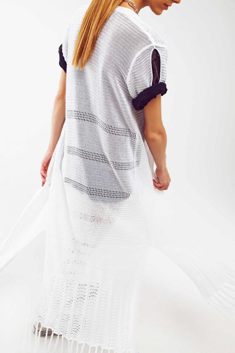 Maxi knitted cardigan in white | Just Cool Beans — sweaters | tops