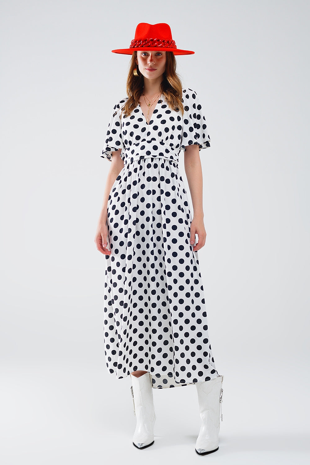 Maxi polka dot dress with open back detail | Just Cool Beans — dresses