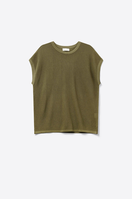 Mesh knit sweater in khaki color | Just Cool Beans — sweaters | tops