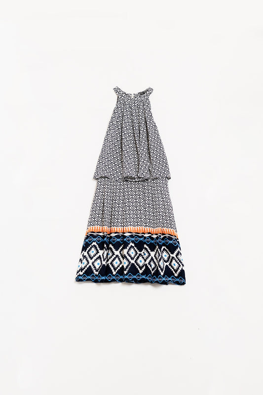 Midi halter dress layered in black and white | Just Cool Beans — dresses