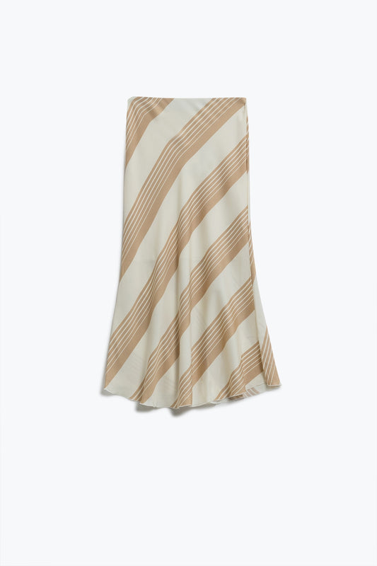 Midi skirt in cream with light beige stipes | Just Cool Beans — skirts