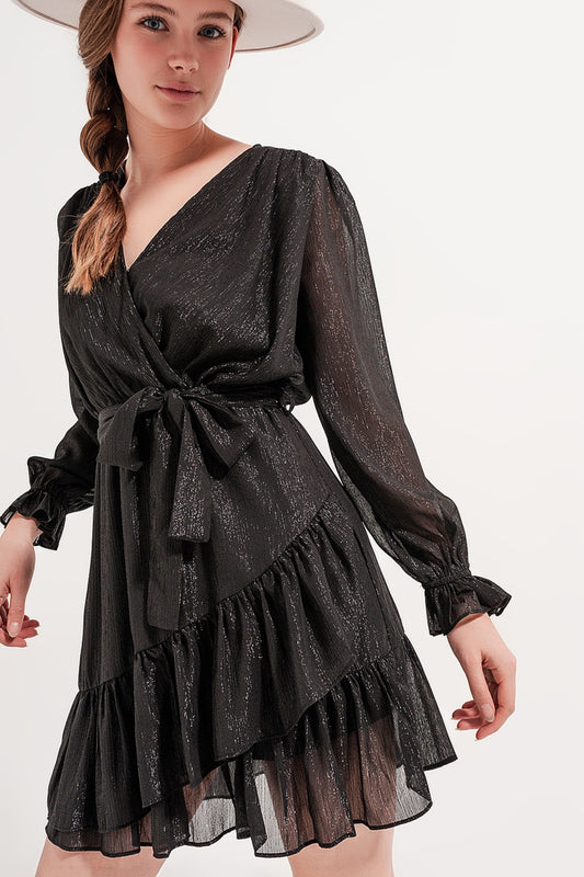 Mini dress with flippy hem in black | Just Cool Beans — dresses