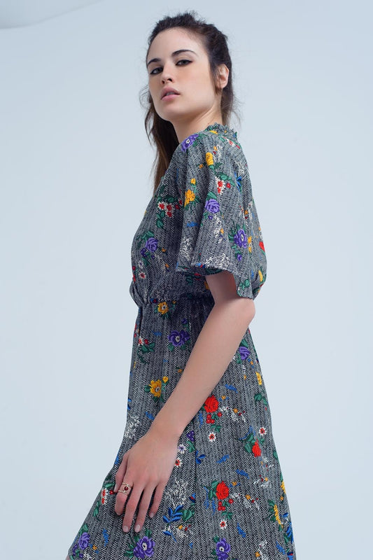 Mini dress with colourful flower print | Just Cool Beans — dresses