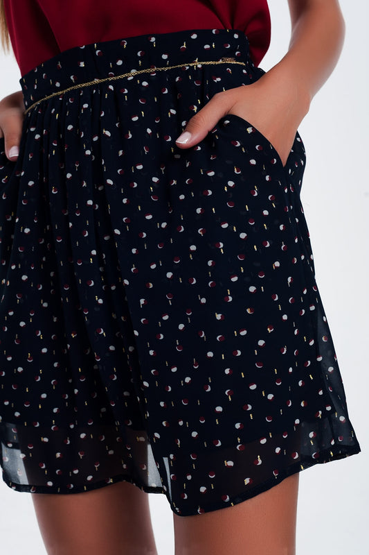 Mini skirt navy in scribble polka dot | Just Cool Beans — skirts