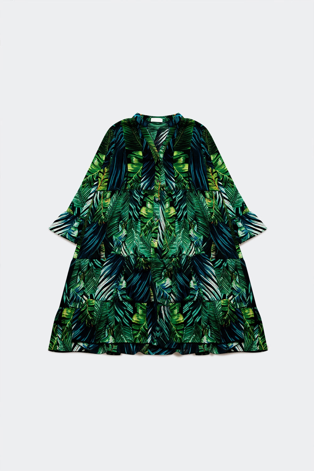 Mini smock dress in green leaf print | Just Cool Beans — dresses