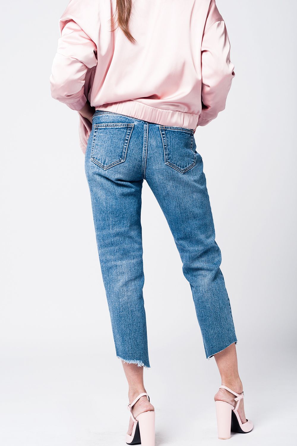 Mom Jeans with Embroidered Stars