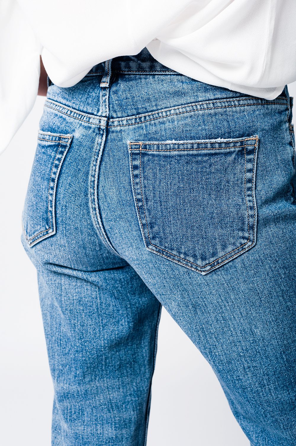 Mom Jeans with Embroidered Stars