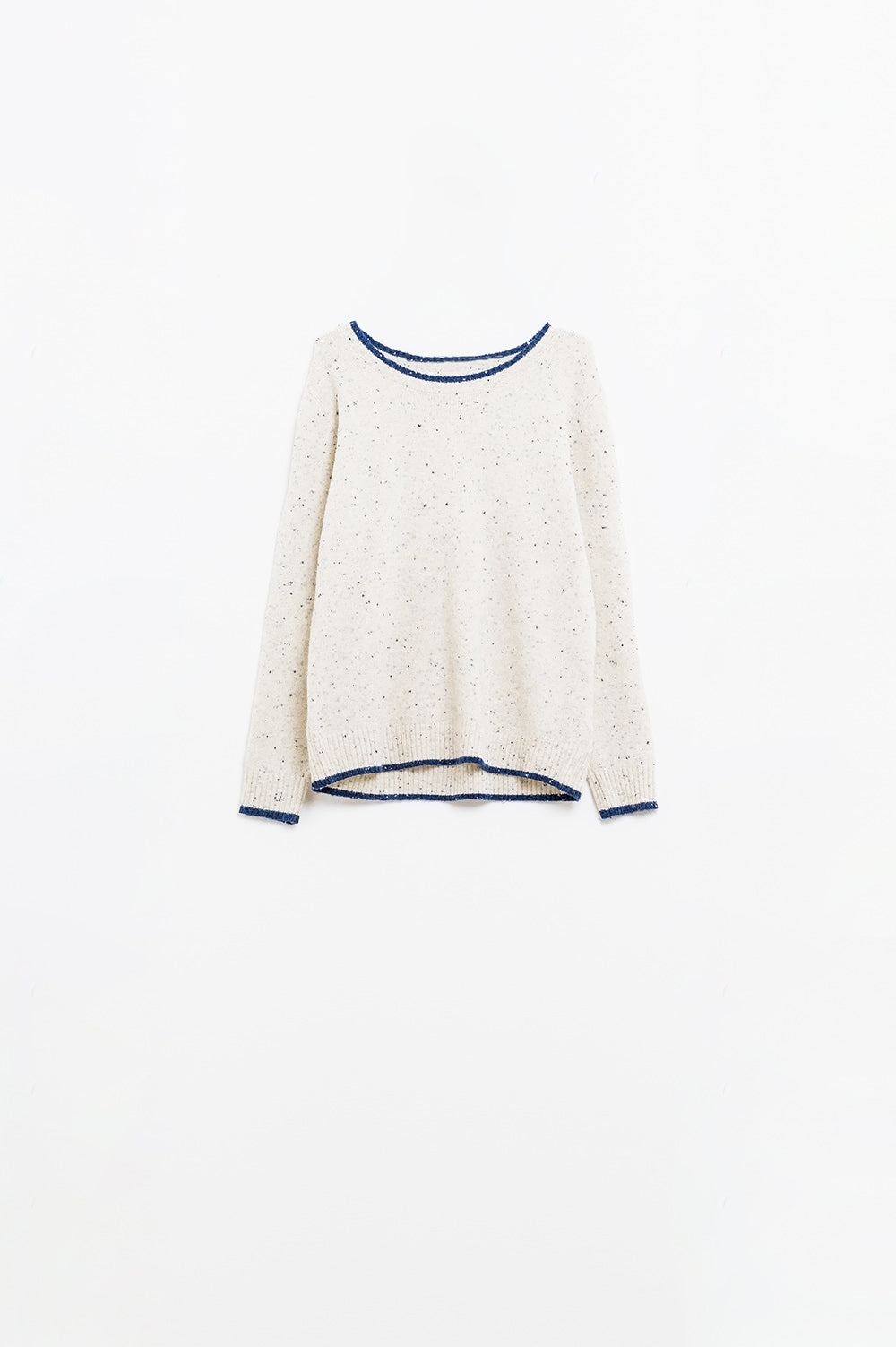 Mottled sweater with line detail in blue | Just Cool Beans — sweaters | tops