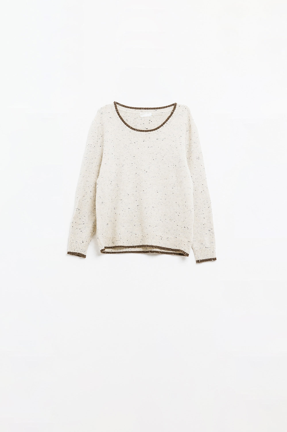 Mottled sweater with line detail in brown | Just Cool Beans — sweaters | tops