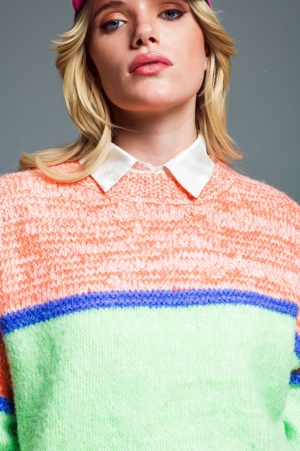 Multicolor Sweater With Crew Neack and Stripes