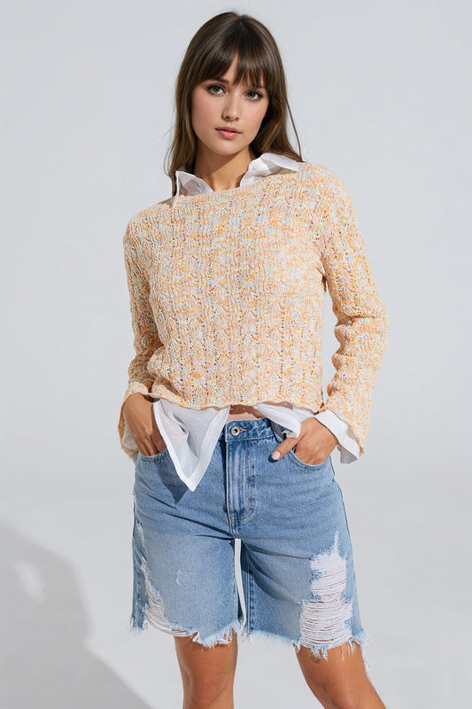 Multicolor sweater with flared sleeves | Just Cool Beans — sweaters | tops