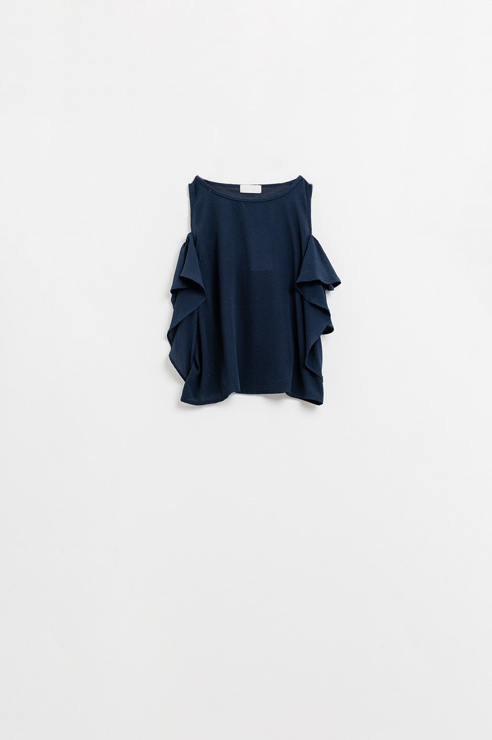 Navy blue sleeveless top with ruffles | Just Cool Beans — shirts | tops