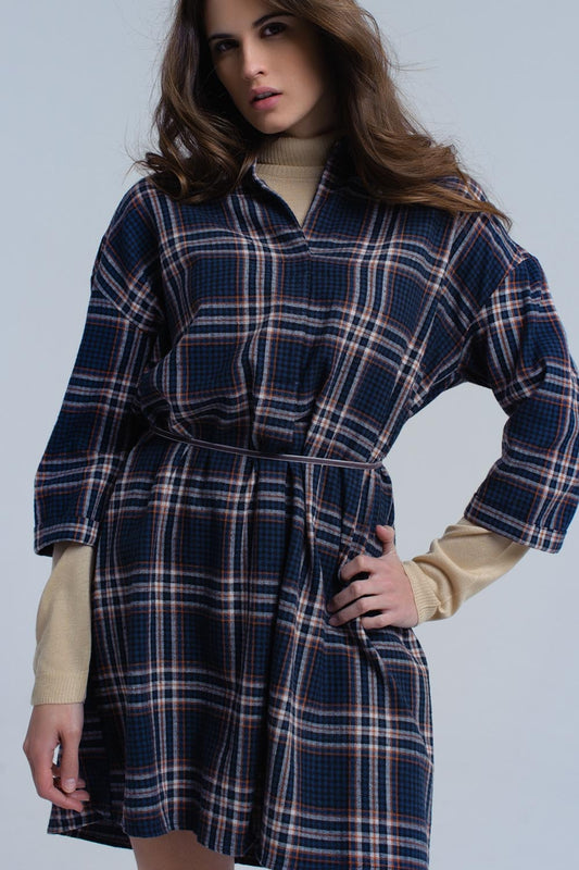 Navy checked midi dress | Just Cool Beans — dresses