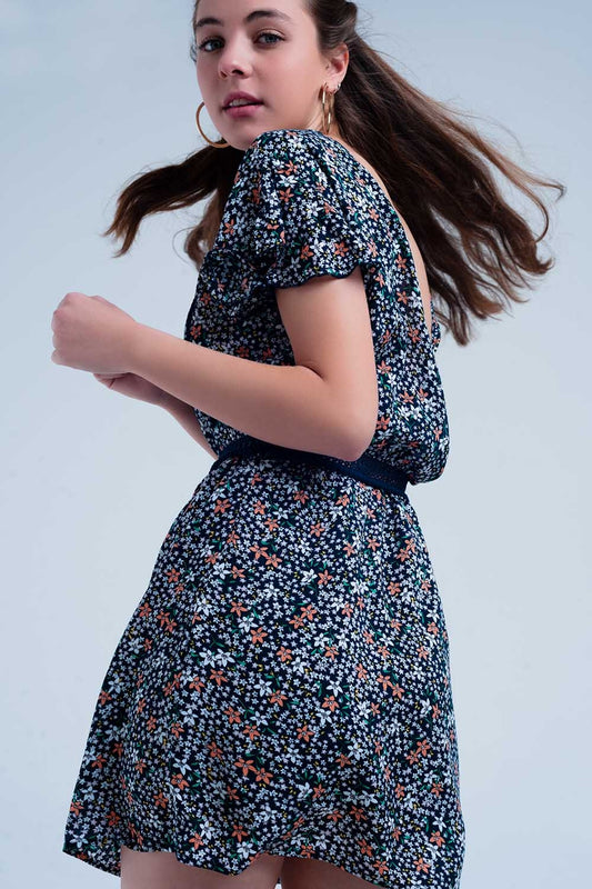 Navy dress with flower print | Just Cool Beans — dresses