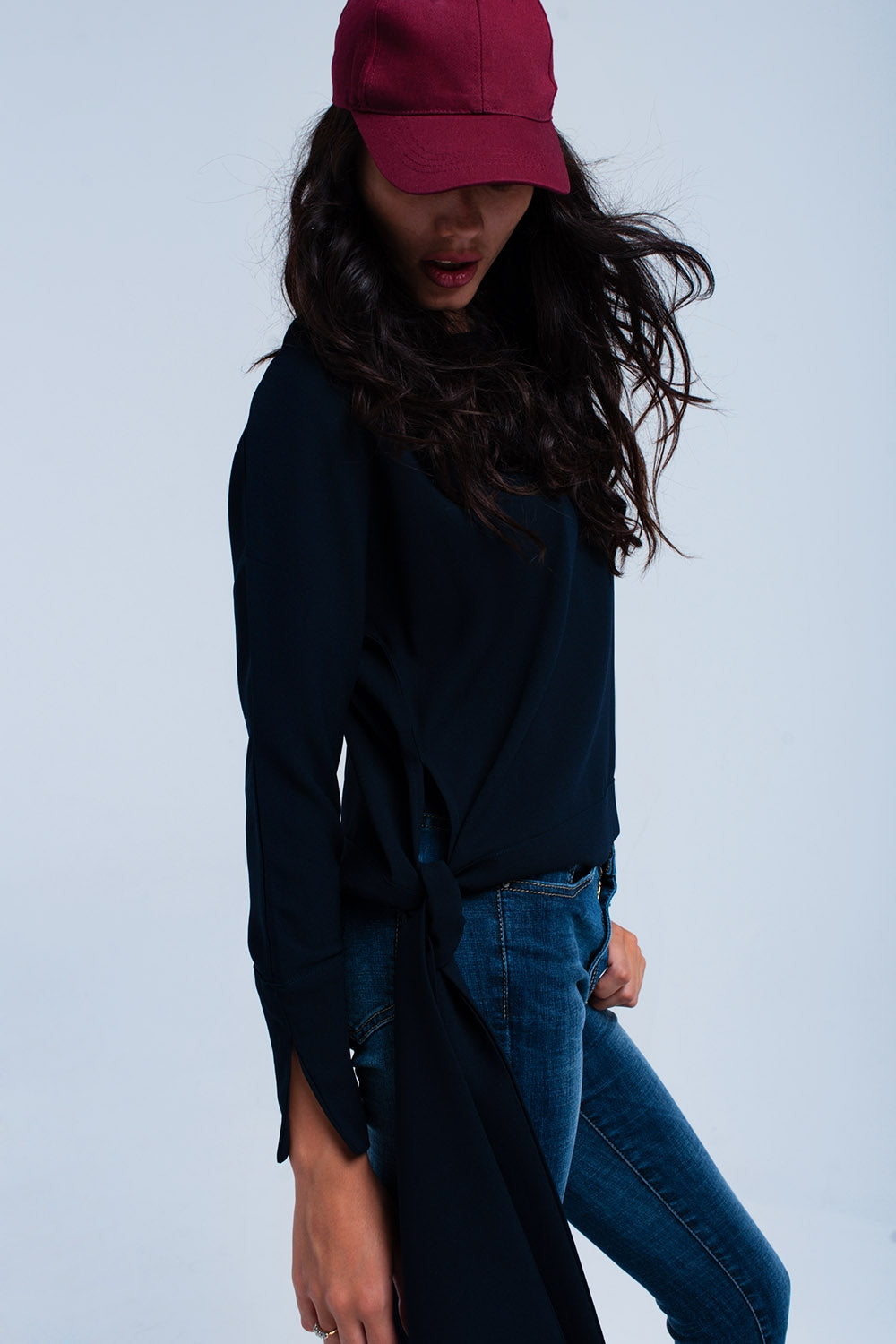 Navy shirt side tie | Just Cool Beans — shirts | nan