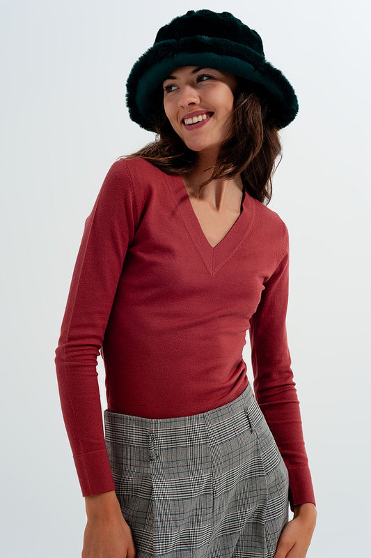 Neck jumper in rust | Just Cool Beans — sweaters | tops