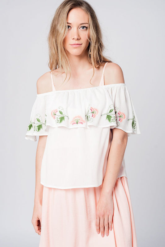 Off shoulder ruffle white blouse | Just Cool Beans — shirts | tops