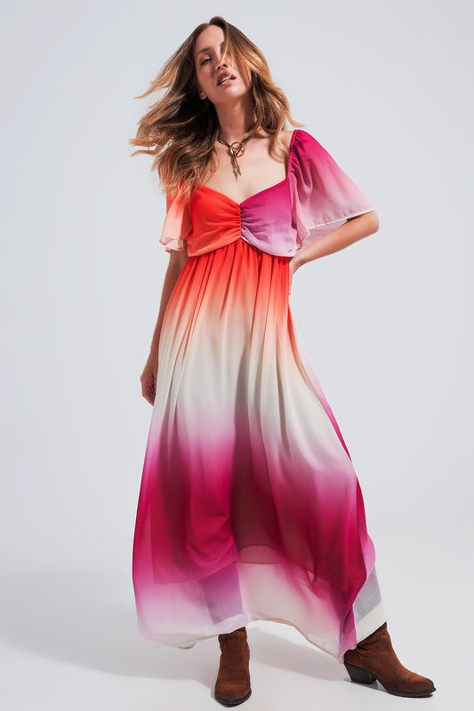 Ombre sweetheart maxi dress in fuchsia | Just Cool Beans — dresses