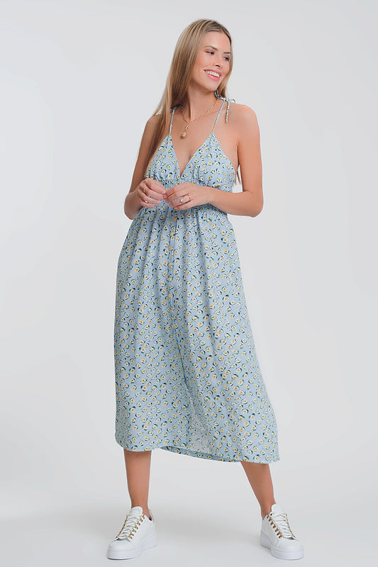 Open back maxi dress in blue floral | Just Cool Beans — dresses