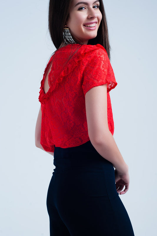 Orange flower lace top | Just Cool Beans — shirts | tops