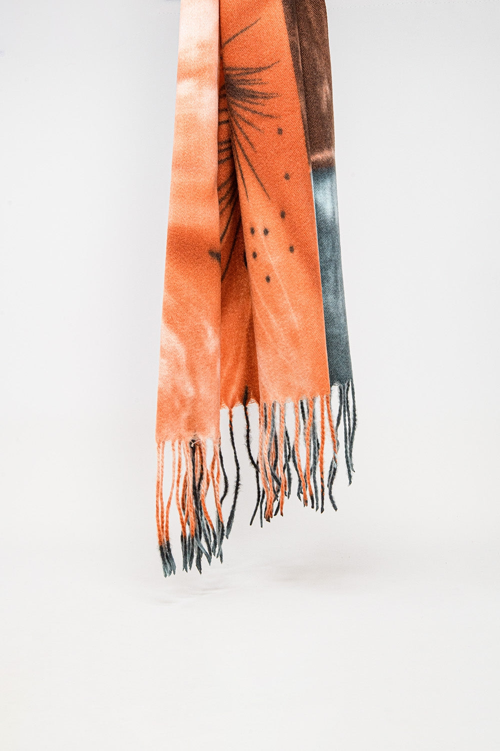 Q2 orange flower print scarf