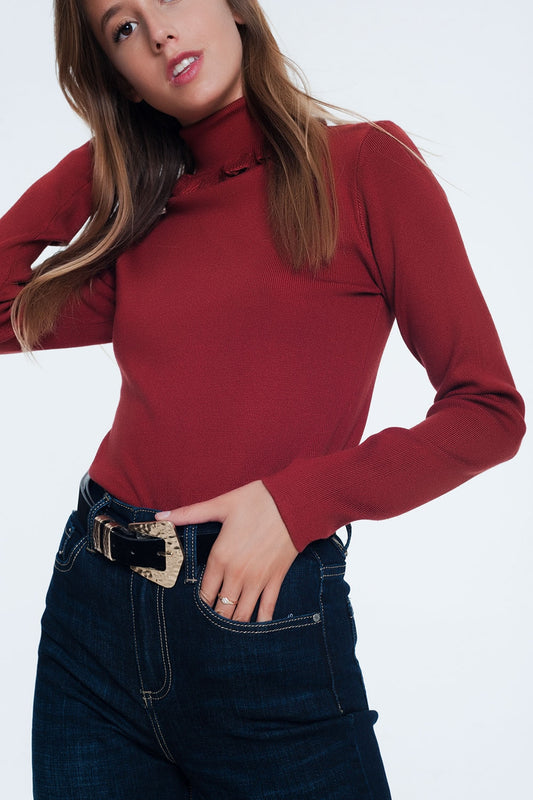 Orange turtleneck sweatshirt | Just Cool Beans — sweaters | tops