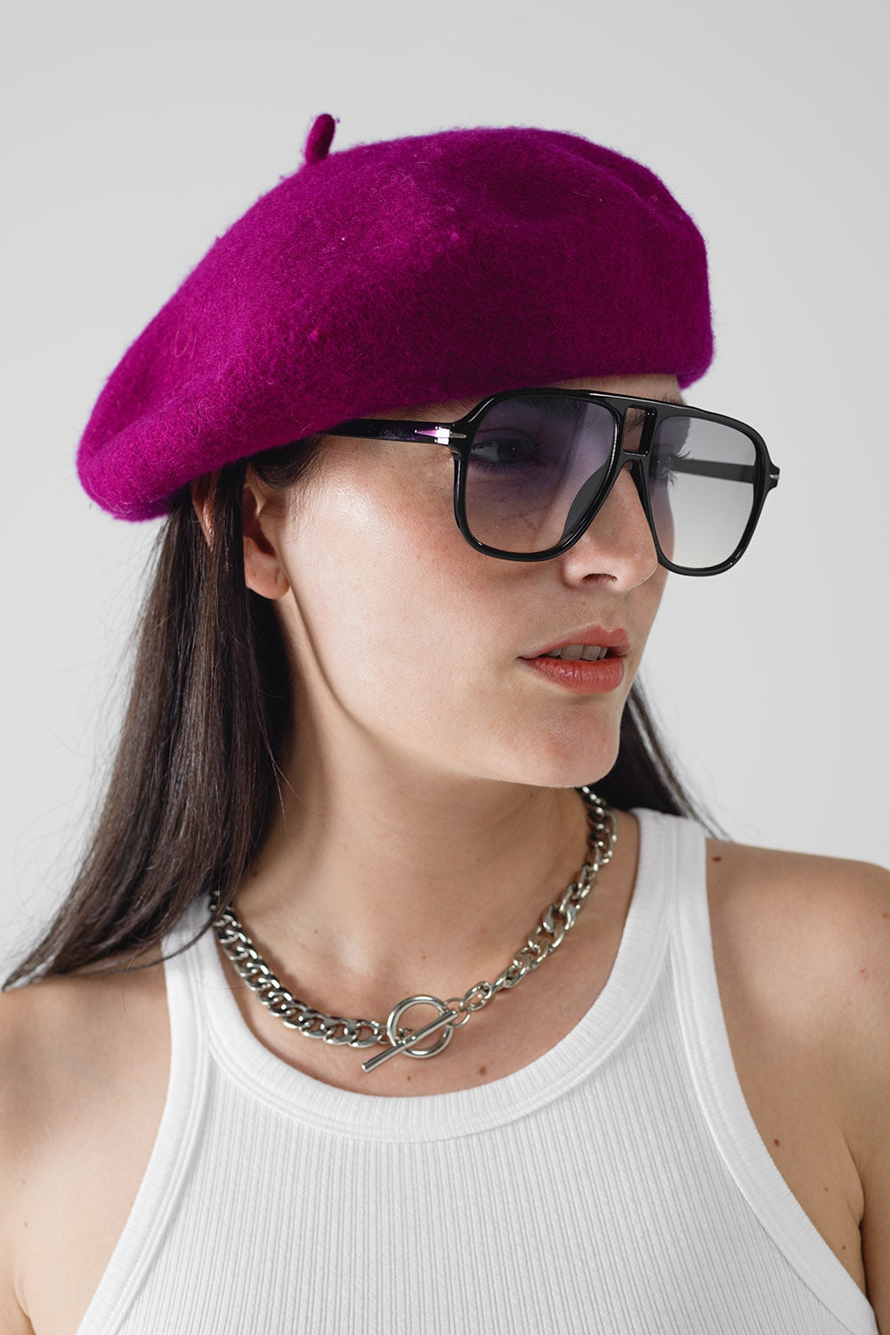 Oval aviator suglasses with smoke blue lens in black | Just Cool Beans