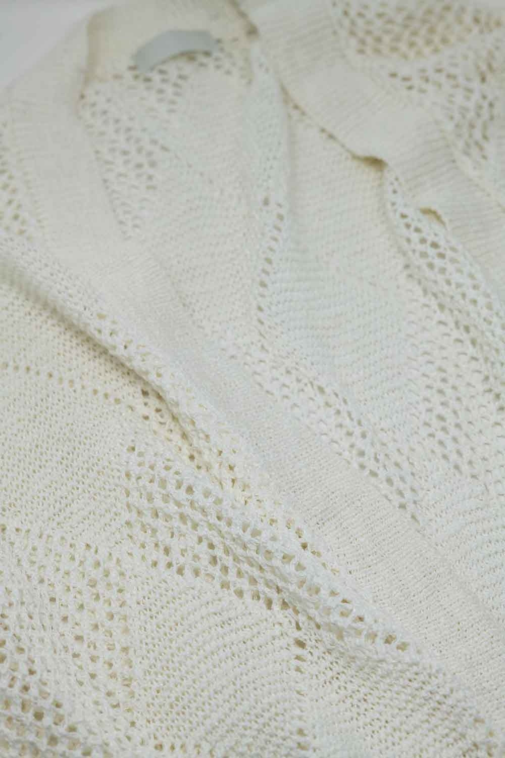 Oversized Argyle Knitted Long Cardigan in Cream