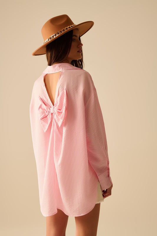 Oversized baby pink shirt with bow in the back | Just Cool Beans — shirts | nan