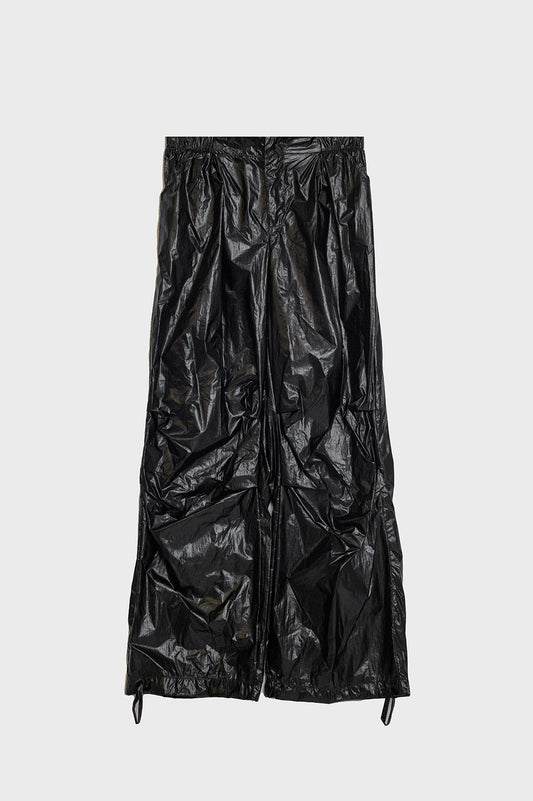 Oversized black parachute metallic pants | Just Cool Beans — pants | bottoms