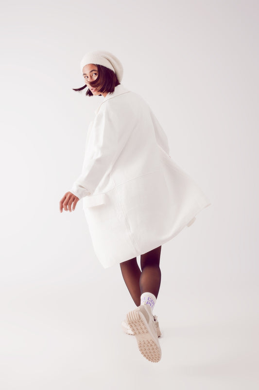 Oversized collar maxi cardigan in cream | Just Cool Beans — coats and jackets | jackets