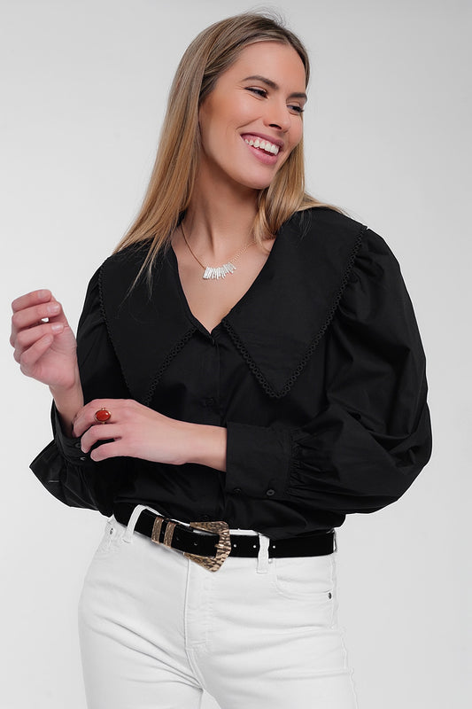 Oversized collared shirt in black | Just Cool Beans — shirts | nan